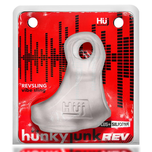 OXBALLS - HUNKYJUNK REVSLING ARNÉS PARA PENE Y TESTÍCULOS CON VIBRADOR BALA CLEAR ICE