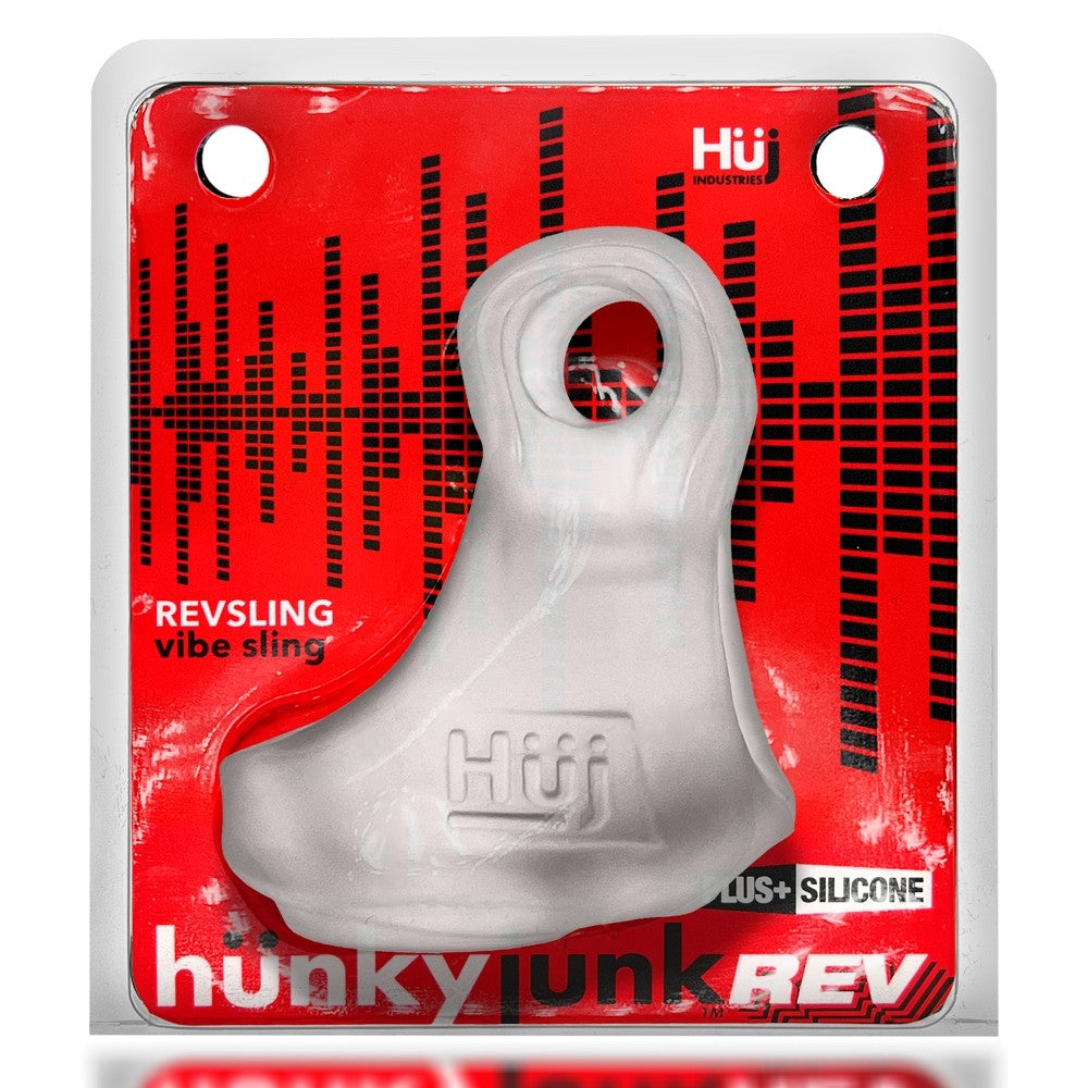 HUNKYJUNK REVSLING COCK & BALL SLING WITH BULLET VIBRATOR CLEAR ICE