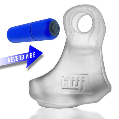 OXBALLS - HUNKYJUNK REVSLING COCK & BALL SLING WITH BULLET VIBRATOR CLEAR ICE
