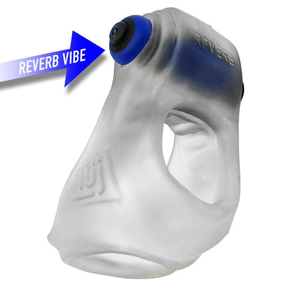 OXBALLS - HUNKYJUNK REVSLING COCK & BALL SLING WITH BULLET VIBRATOR CLEAR ICE