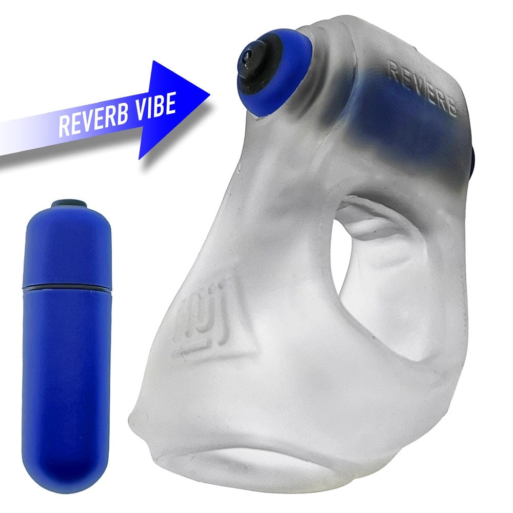 OXBALLS - HUNKYJUNK REVSLING COCK & BALL SLING WITH BULLET VIBRATOR CLEAR ICE
