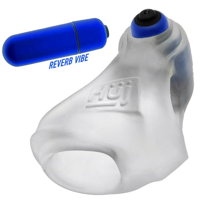 OXBALLS - HUNKYJUNK REVSLING COCK & BALL SLING WITH BULLET VIBRATOR CLEAR ICE
