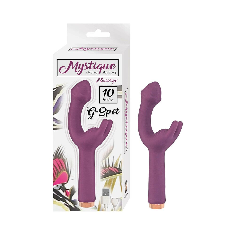 NASSTOYS - MYSTIQUE G-SPOT RECHARGEABLE SILICONE DUAL STIMULATION VIBRATOR EGGPLANT