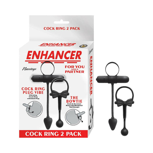 NASSTOYS - ANNEAU PÉNIS ENHANCER, LOT DE 2, NOIR