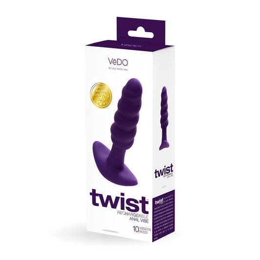 VEDO TWIST RECHARGEABLE SILICONE VIBRATING ANAL PLUG PURPLE