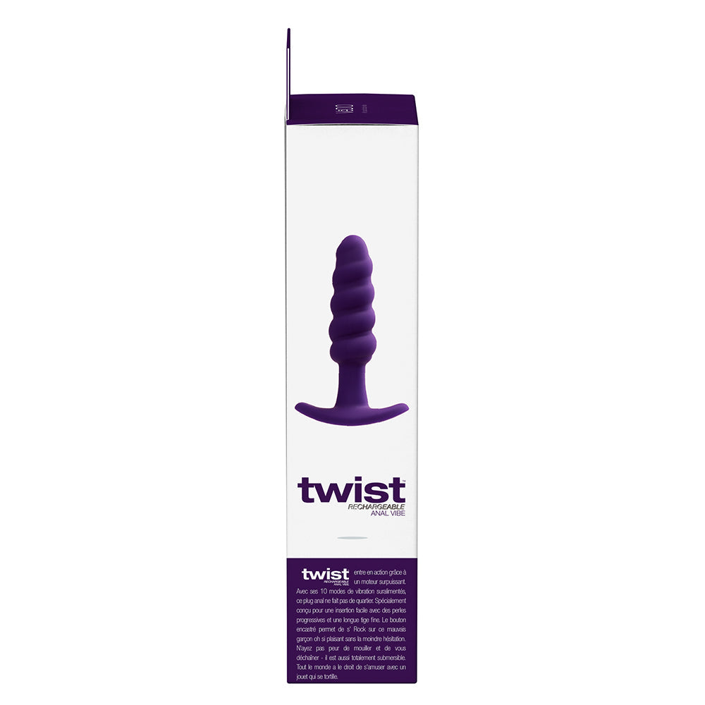 VEDO TWIST RECHARGEABLE SILICONE VIBRATING ANAL PLUG PURPLE