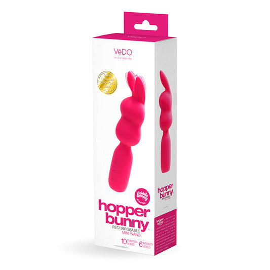 VEDO - HOPPER BUNNY RECHARGEABLE SILICONE MINI WAND VIBRATOR PINK