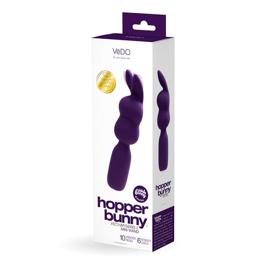 VEDO HOPPER BUNNY RECHARGEABLE SILICONE MINI WAND VIBRATOR PURPLE