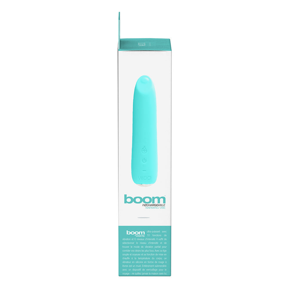 VEDO BOOM RECHARGEABLE WARMING SILICONE SLIMLINE VIBRATOR TURQUOISE
