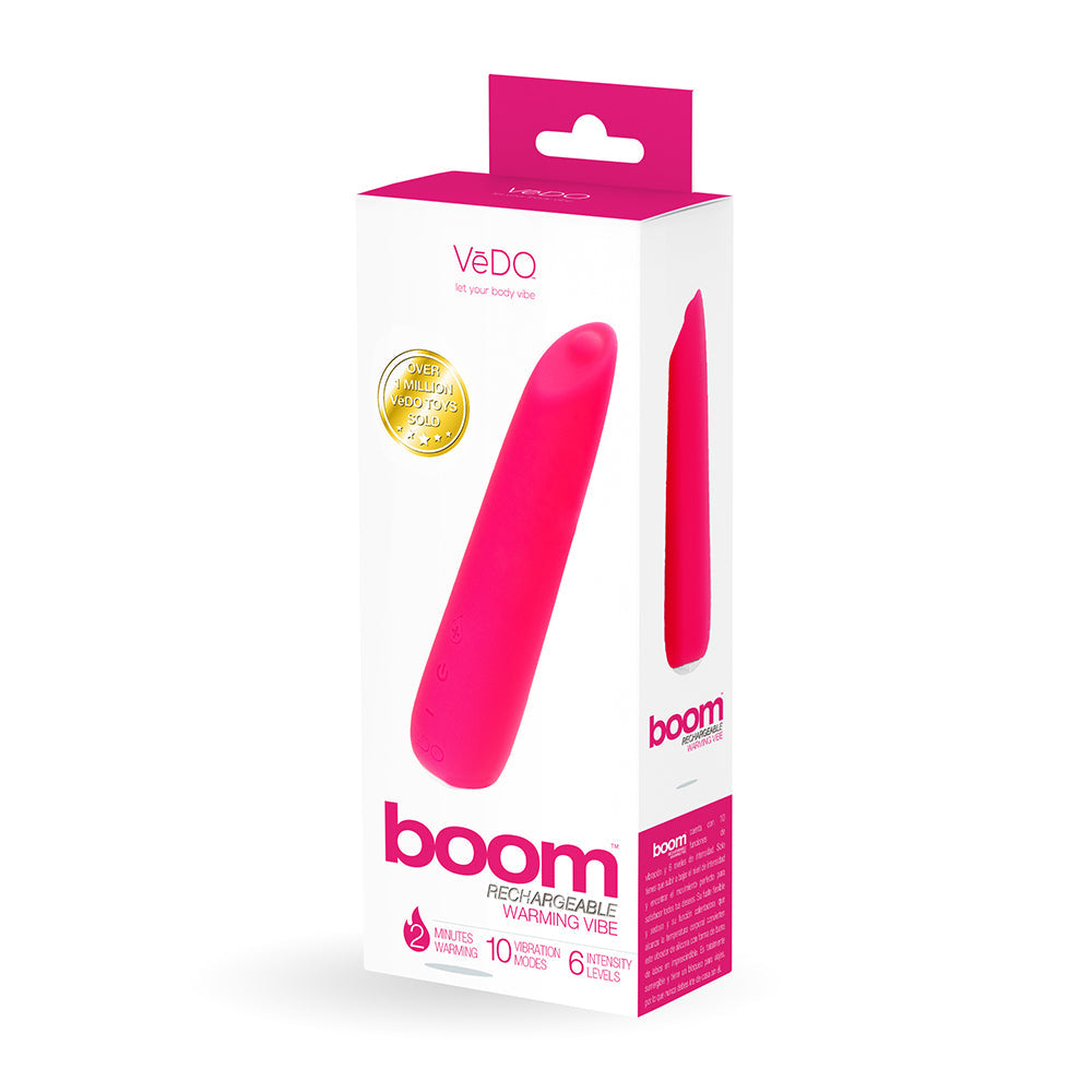 VEDO BOOM RECHARGEABLE WARMING SILICONE SLIMLINE VIBRATOR PINK