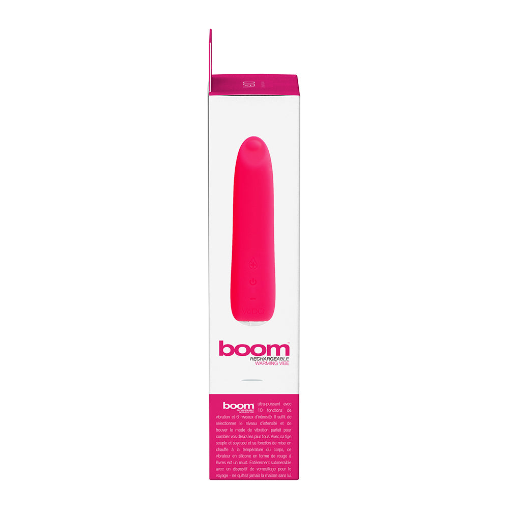 VEDO BOOM RECHARGEABLE WARMING SILICONE SLIMLINE VIBRATOR PINK
