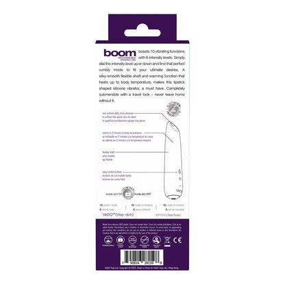 VEDO BOOM RECHARGEABLE WARMING SILICONE SLIMLINE VIBRATOR PURPLE