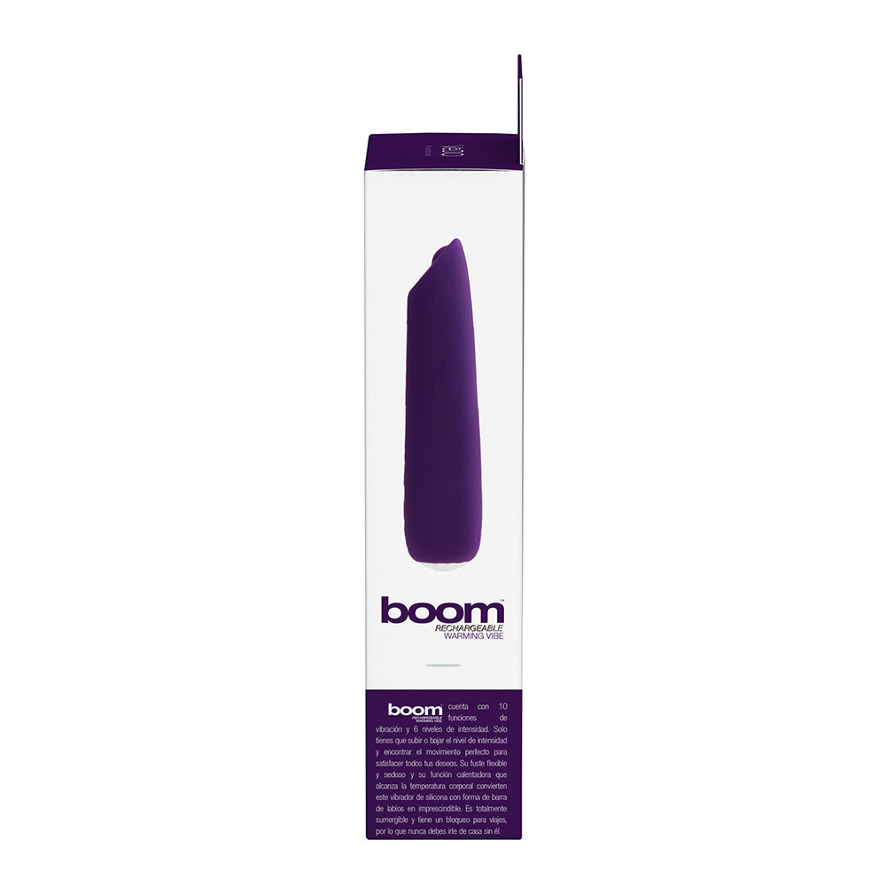 VEDO BOOM RECHARGEABLE WARMING SILICONE SLIMLINE VIBRATOR PURPLE