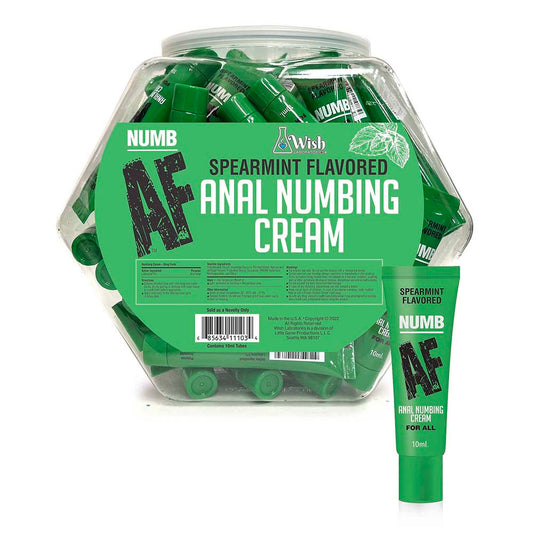 LITTLE GENIE - NUMB AF SPEARMINT FLAVORED ANAL NUMBING CREAM 65-PIECE FISHBOWL DISPLAY