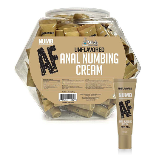 LITTLE GENIE - NUMB AF UNFLAVORED ANAL NUMBING CREAM 65-PIECE FISHBOWL DISPLAY