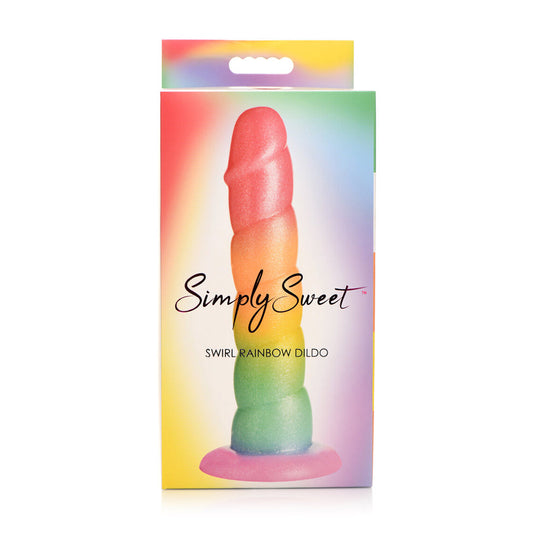 CURVE NOVELTIES - SIMPLY SWEET SWIRL 6.5 IN. SILICONE DILDO RAINBOW