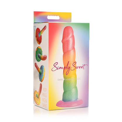 CURVE NOVELTIES - SIMPLY SWEET SWIRL 6.5 IN. SILICONE DILDO RAINBOW