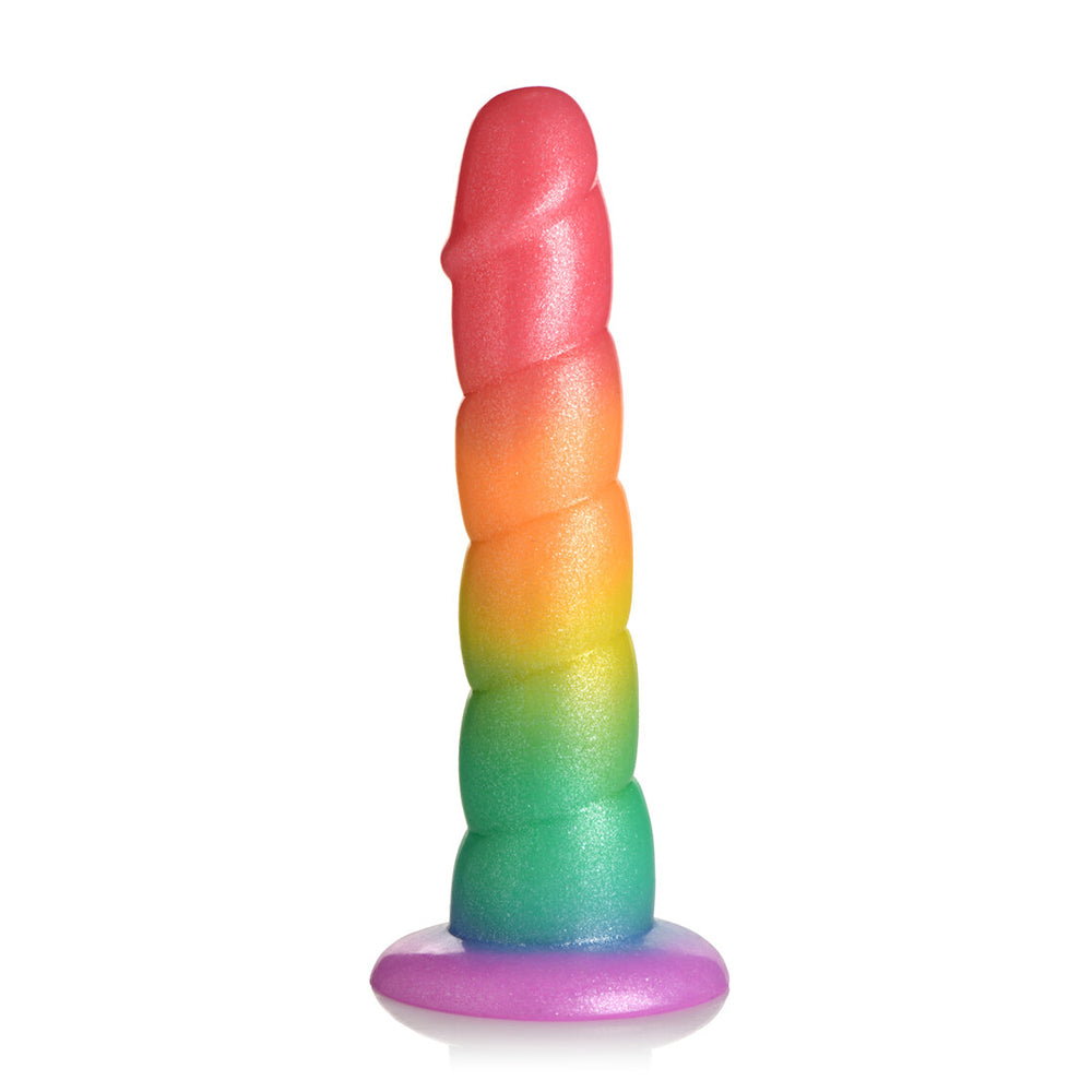 CURVE NOVELTIES - SIMPLY SWEET SWIRL 6.5 IN. SILICONE DILDO RAINBOW