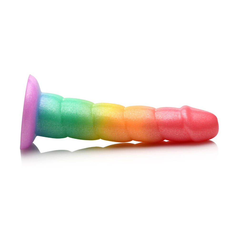 CURVE NOVELTIES - SIMPLY SWEET SWIRL 6.5 IN. SILICONE DILDO RAINBOW