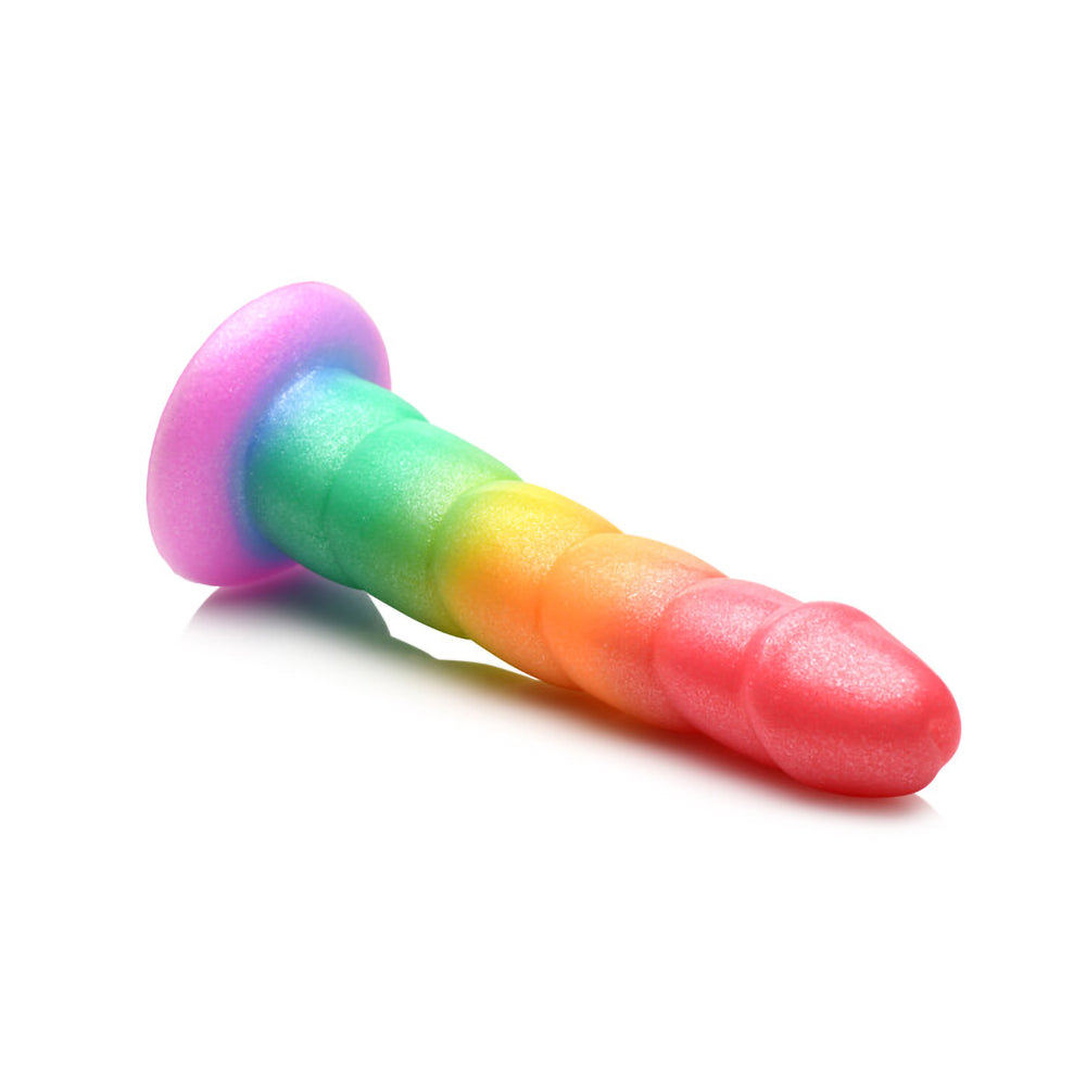 CURVE NOVELTIES - SIMPLY SWEET SWIRL 6.5 IN. SILICONE DILDO RAINBOW