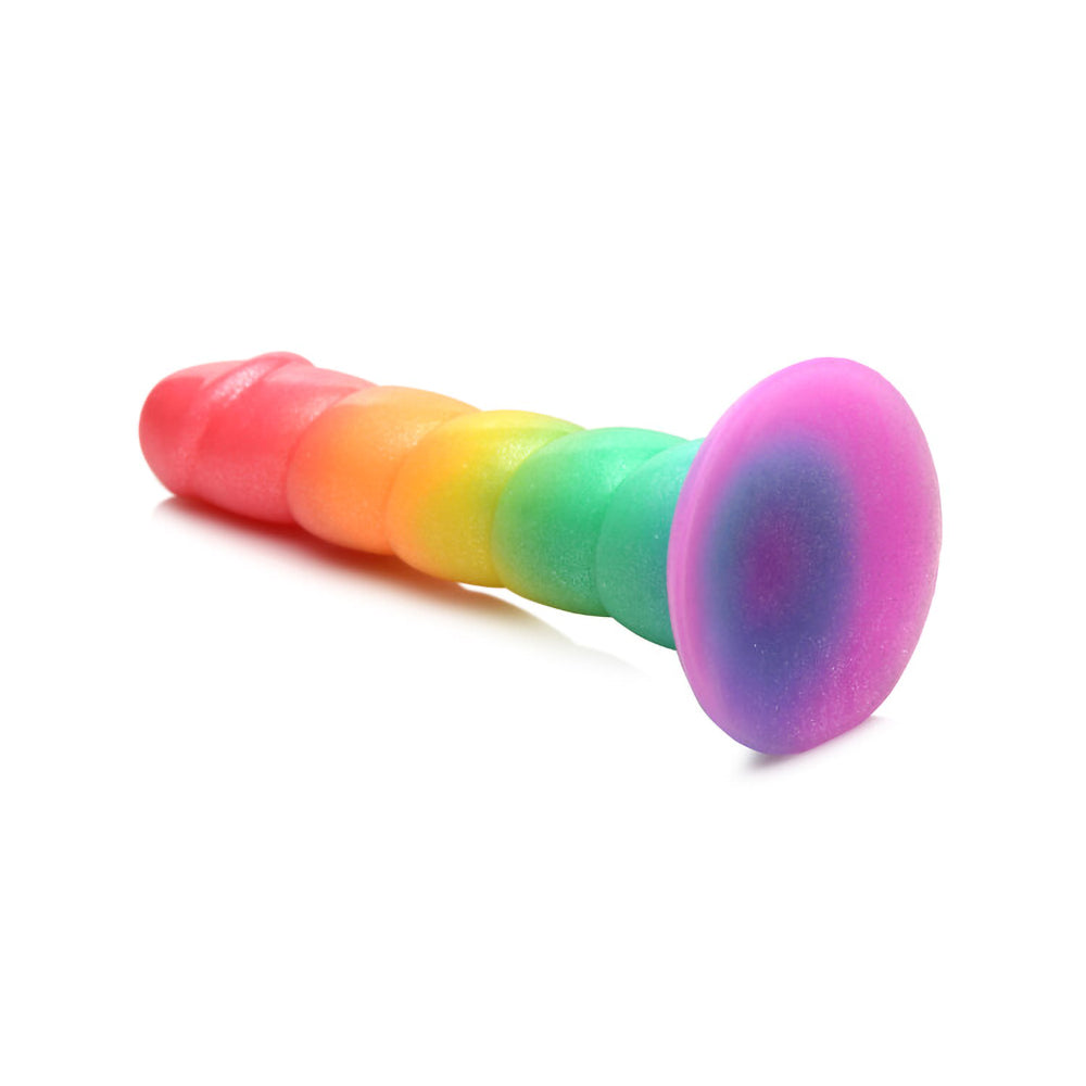 CURVE NOVELTIES - SIMPLY SWEET SWIRL 6.5 IN. SILICONE DILDO RAINBOW
