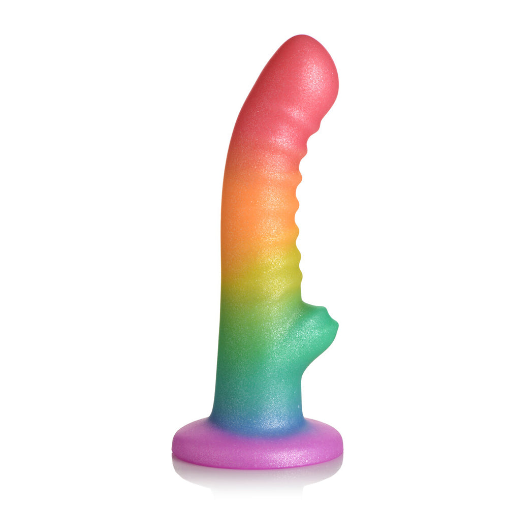 CURVE NOVELTIES - SIMPLY SWEET RIBBED 6.5 IN. SILICONE DILDO RAINBOW