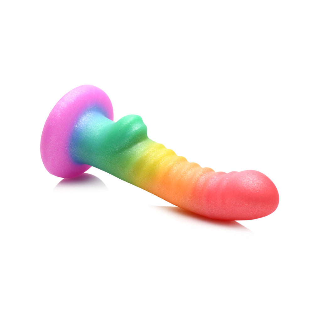 CURVE NOVELTIES - SIMPLY SWEET RIBBED 6.5 IN. SILICONE DILDO RAINBOW