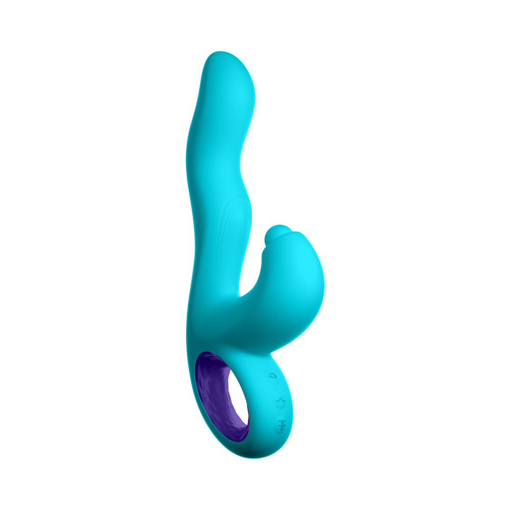 FEMMEFUNN KLIO RECHARGEABLE SILICONE TRIPLE ACTION THUMPING RABBIT VIBRATOR TURQUOISE