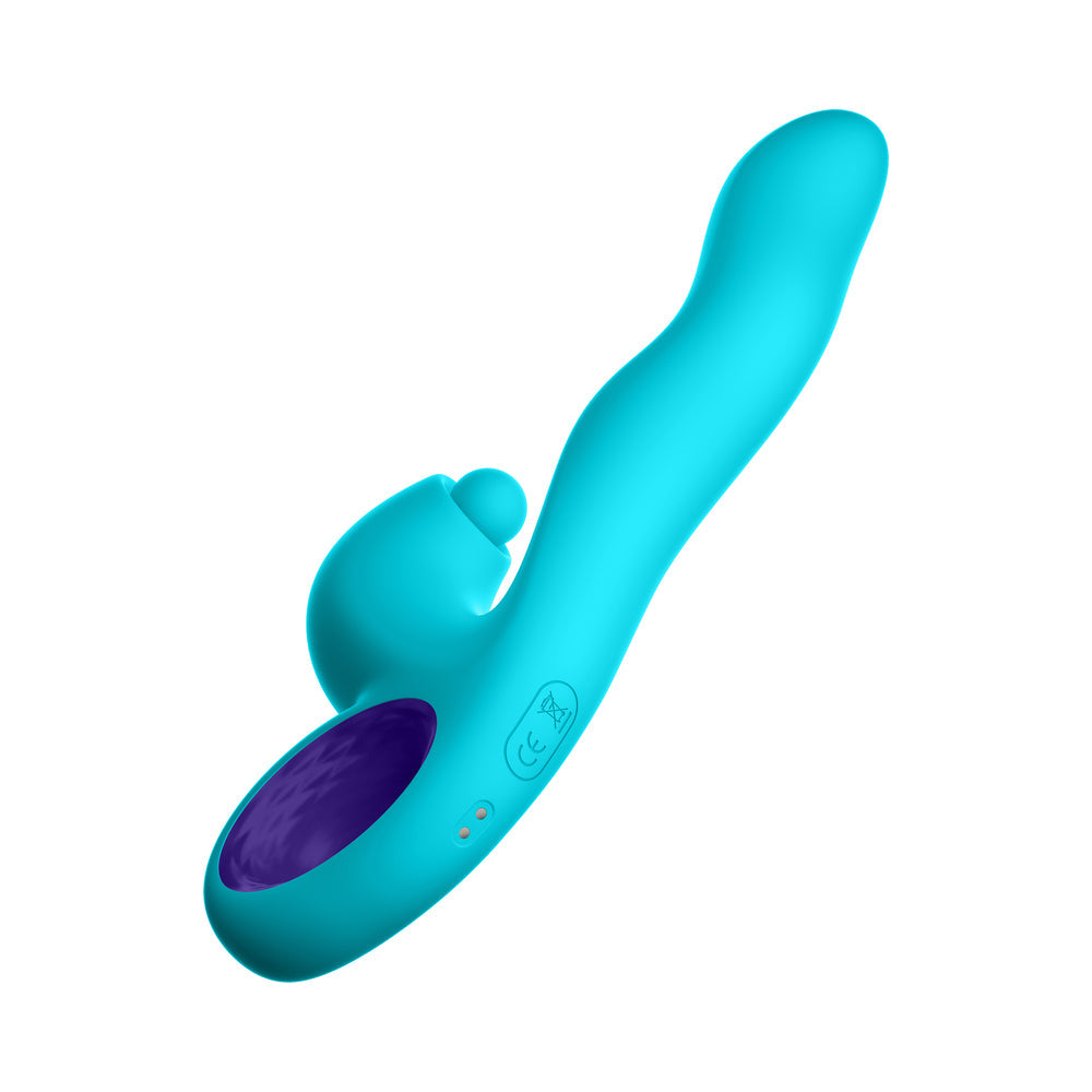 FEMMEFUNN KLIO RECHARGEABLE SILICONE TRIPLE ACTION THUMPING RABBIT VIBRATOR TURQUOISE