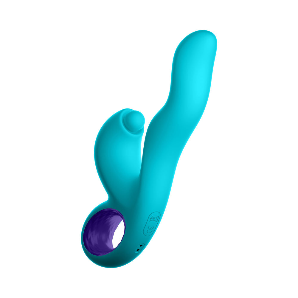 FEMMEFUNN KLIO RECHARGEABLE SILICONE TRIPLE ACTION THUMPING RABBIT VIBRATOR TURQUOISE