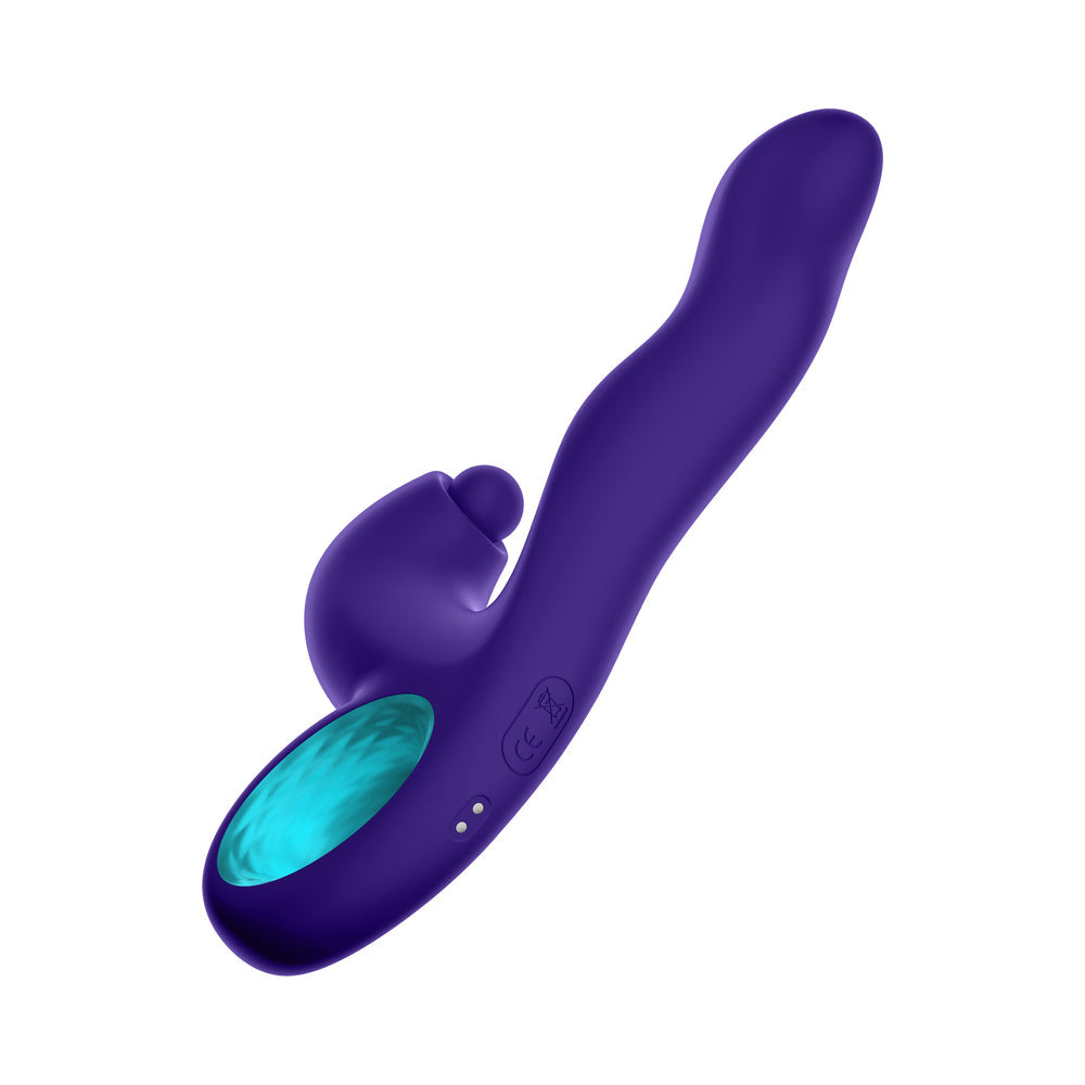 FEMMEFUNN KLIO RECHARGEABLE SILICONE TRIPLE ACTION THUMPING RABBIT VIBRATOR DARK PURPLE