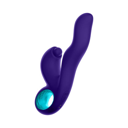 FEMMEFUNN KLIO RECHARGEABLE SILICONE TRIPLE ACTION THUMPING RABBIT VIBRATOR DARK PURPLE