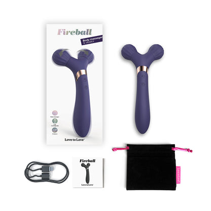 LOVE TO LOVE FIREBALL RECHARGEABLE DUAL ENDED SILICONE BODY MASSAGER & VIBRATOR MIDNIGHT INDIGO