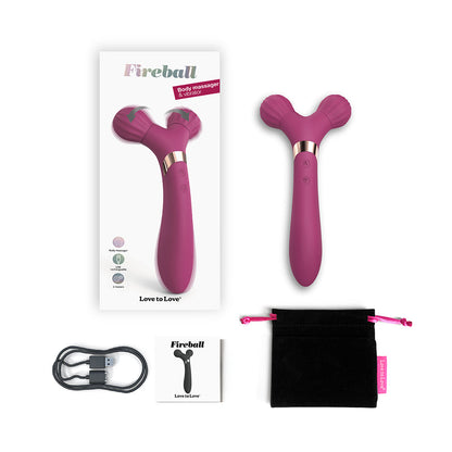 LOVE TO LOVE FIREBALL RECHARGEABLE DUAL ENDED SILICONE BODY MASSAGER & VIBRATOR PLUM STAR