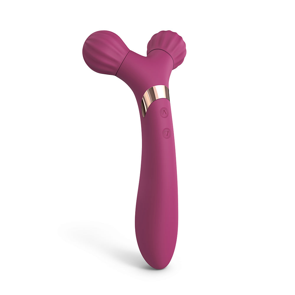 LOVE TO LOVE FIREBALL RECHARGEABLE DUAL ENDED SILICONE BODY MASSAGER & VIBRATOR PLUM STAR