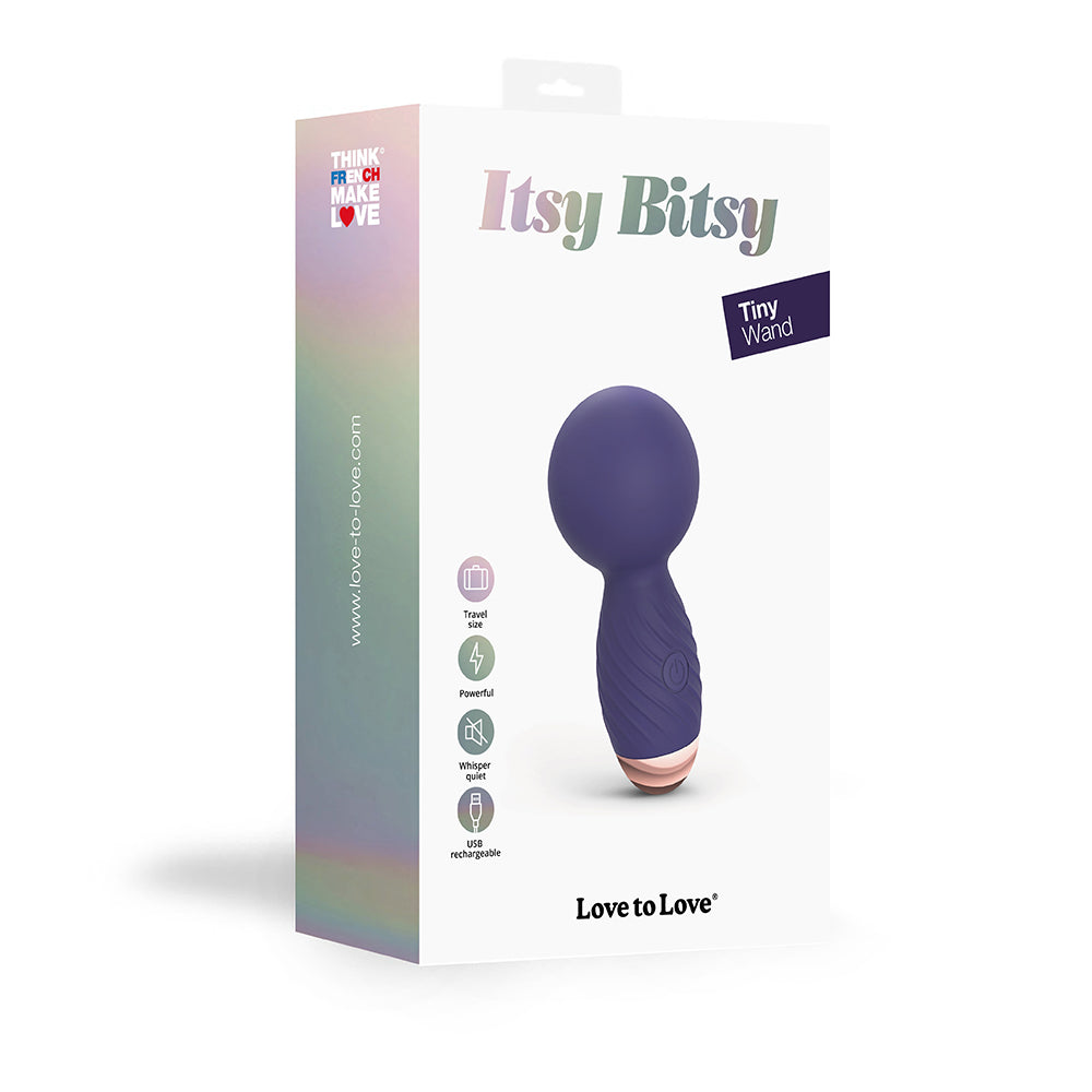 LOVE TO LOVE ITSY BITSY RECHARGEABLE SILICONE MINI WAND VIBRATOR MIDNIGHT INDIGO