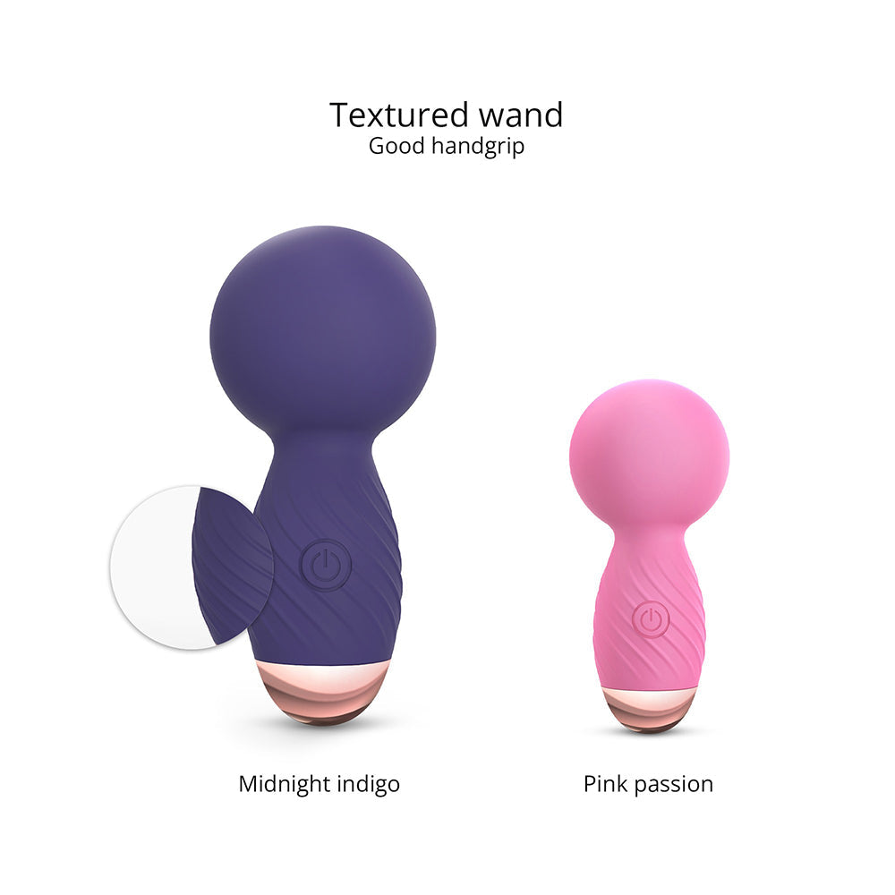 LOVE TO LOVE ITSY BITSY RECHARGEABLE SILICONE MINI WAND VIBRATOR MIDNIGHT INDIGO