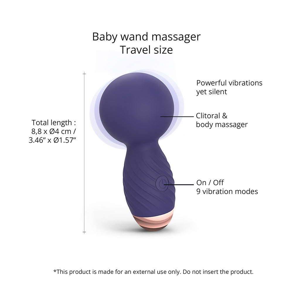 LOVE TO LOVE ITSY BITSY RECHARGEABLE SILICONE MINI WAND VIBRATOR MIDNIGHT INDIGO