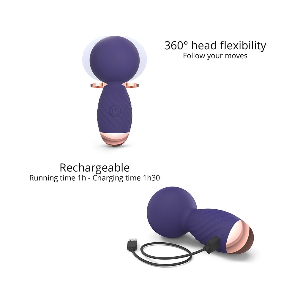 LOVE TO LOVE ITSY BITSY RECHARGEABLE SILICONE MINI WAND VIBRATOR MIDNIGHT INDIGO