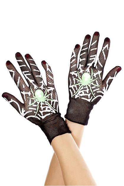 MUSIC LEGS - GUANTES NEGRO CON DIB TELA ARAÑA