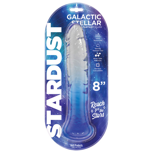 STARDUST GALACTIC STELLAR TEXTURED 8 IN. JELLY FANTASY DILDO CRYSTAL BLUE