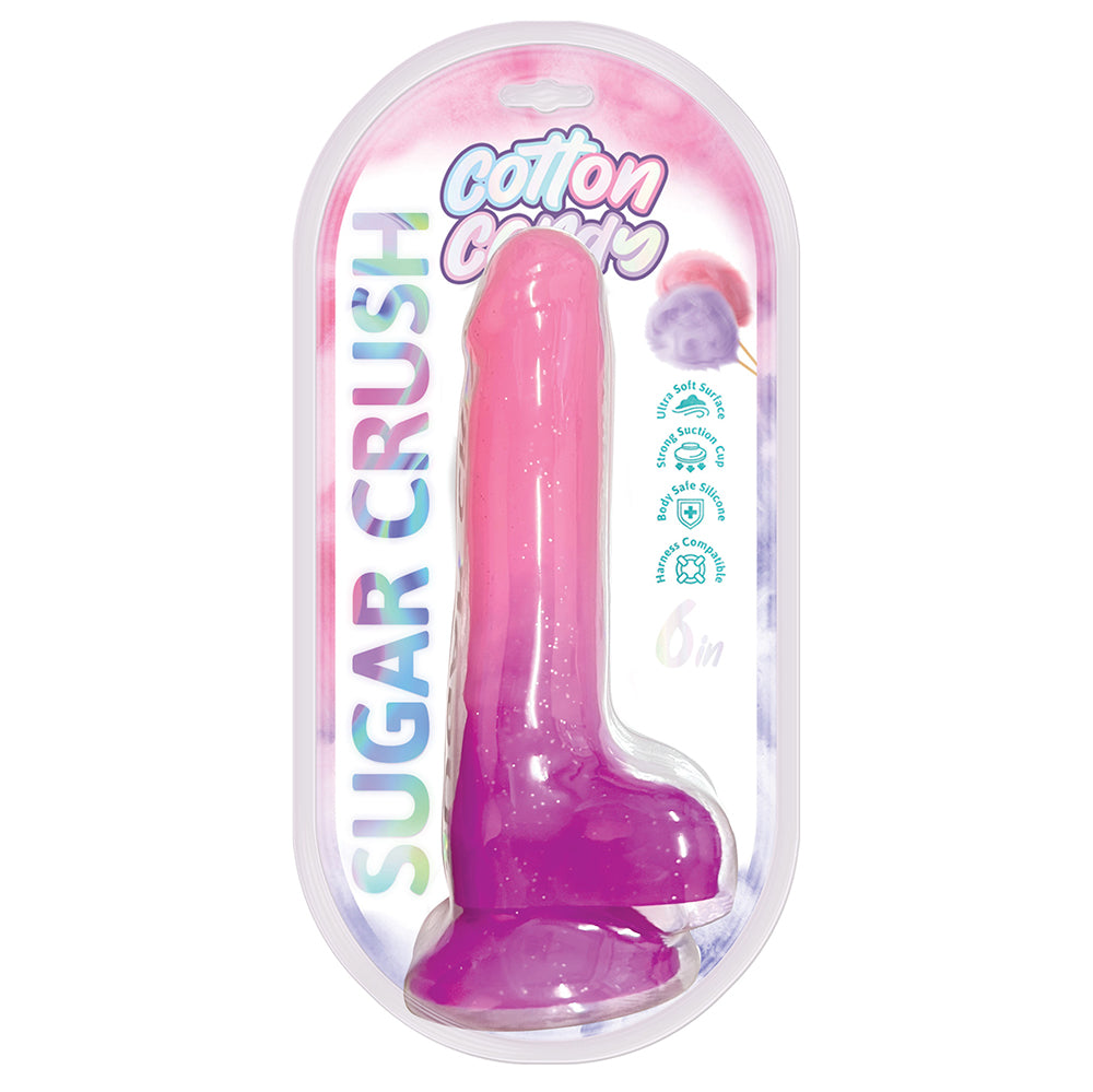 COTTON CANDY SUGAR CRUSH 6 IN. SILICONE DILDO PINK/PURPLE