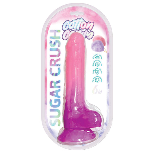 COTTON CANDY SUGAR CRUSH 6 IN. SILICONE DILDO PINK/PURPLE