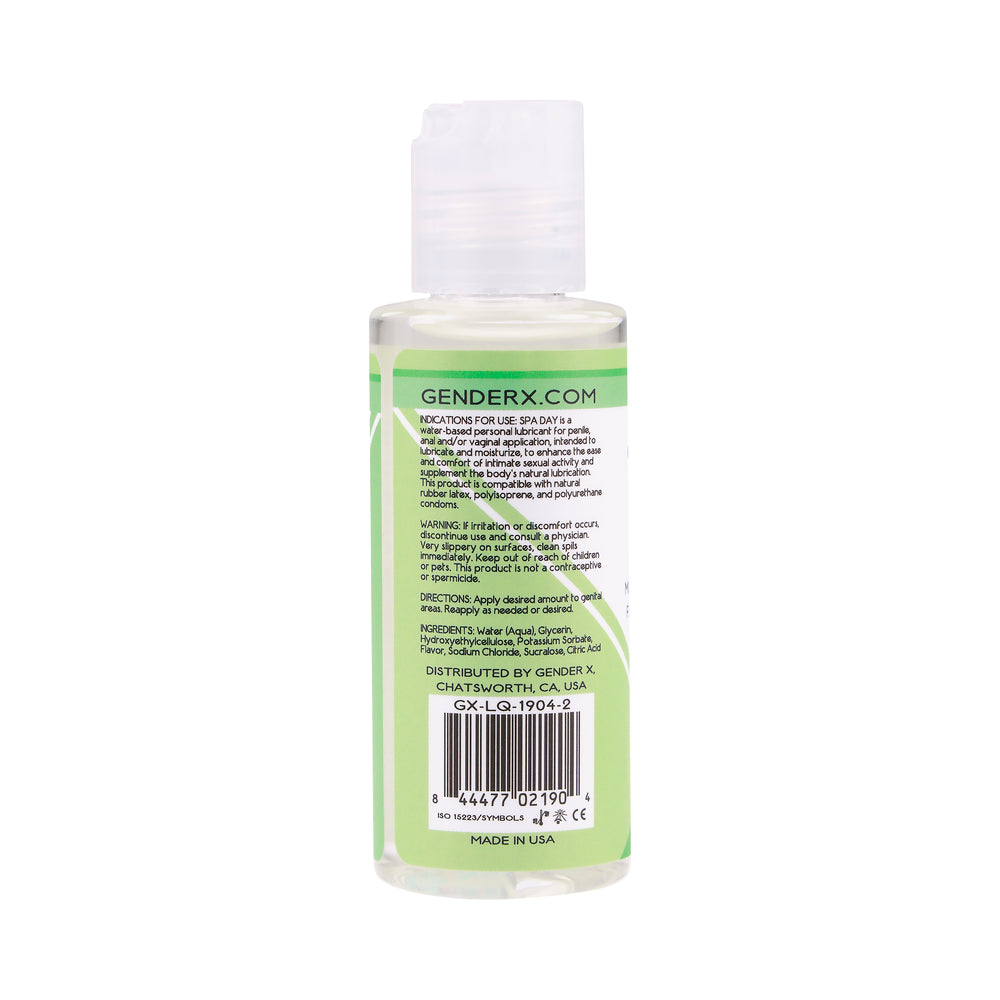 GENDER X SPA DAY MINT, LIME & CUCUMBER FLAVORED WATER-BASED LUBRICANT 2 OZ.