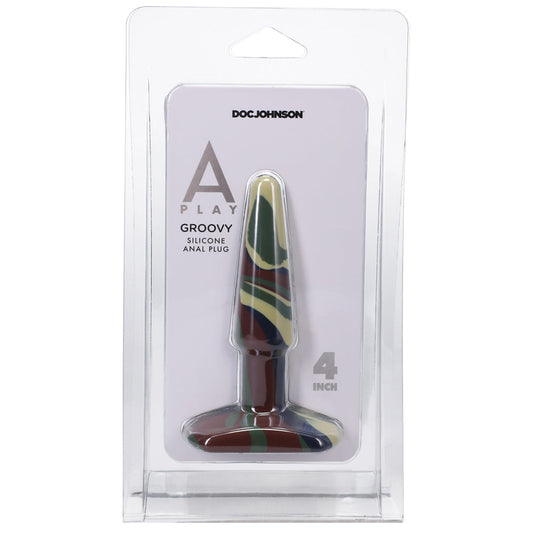 A-PLAY GROOVY 4 IN. SILICONE ANAL PLUG CAMOUFLAGE