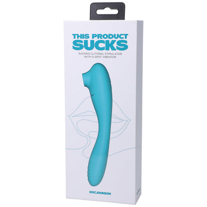 THIS PRODUCT SUCKS RECHARGEABLE BENDABLE DUAL ENDED SILICONE SUCKING CLITORAL STIMULATOR & G-SPOT VIBRATOR TEAL