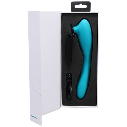 THIS PRODUCT SUCKS RECHARGEABLE BENDABLE DUAL ENDED SILICONE SUCKING CLITORAL STIMULATOR & G-SPOT VIBRATOR TEAL