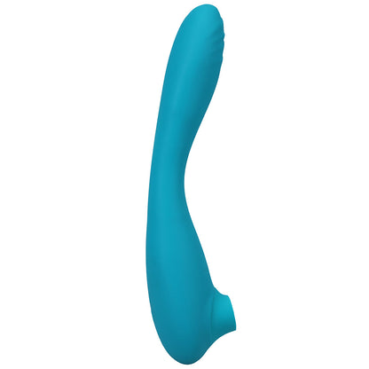 THIS PRODUCT SUCKS RECHARGEABLE BENDABLE DUAL ENDED SILICONE SUCKING CLITORAL STIMULATOR & G-SPOT VIBRATOR TEAL