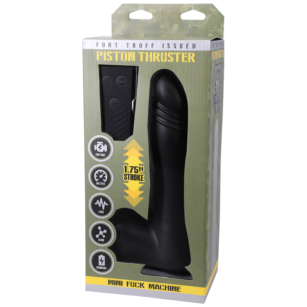 FORT TROFF PISTON THRUSTER MINI FUCK MACHINE RECHARGEABLE REMOTE-CONTROLLED SILICONE 8.5 IN. THRUSTING DILDO BLACK