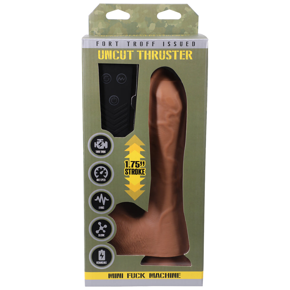 FORT TROFF UNCUT THRUSTER MINI FUCK MACHINE RECHARGEABLE REMOTE-CONTROLLED SILICONE 8.5 IN. THRUSTING DILDO TAN